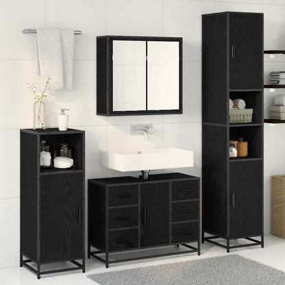 Bathroom Furniture Set 4 pcs Black Oak Engineered Wood