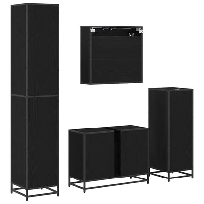 Bathroom Furniture Set 4 pcs Black Oak Engineered Wood