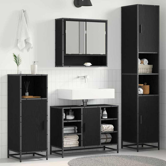 Bathroom Cabinet Black oak 35 x 37.5 x 188.5 cm Engineered wood