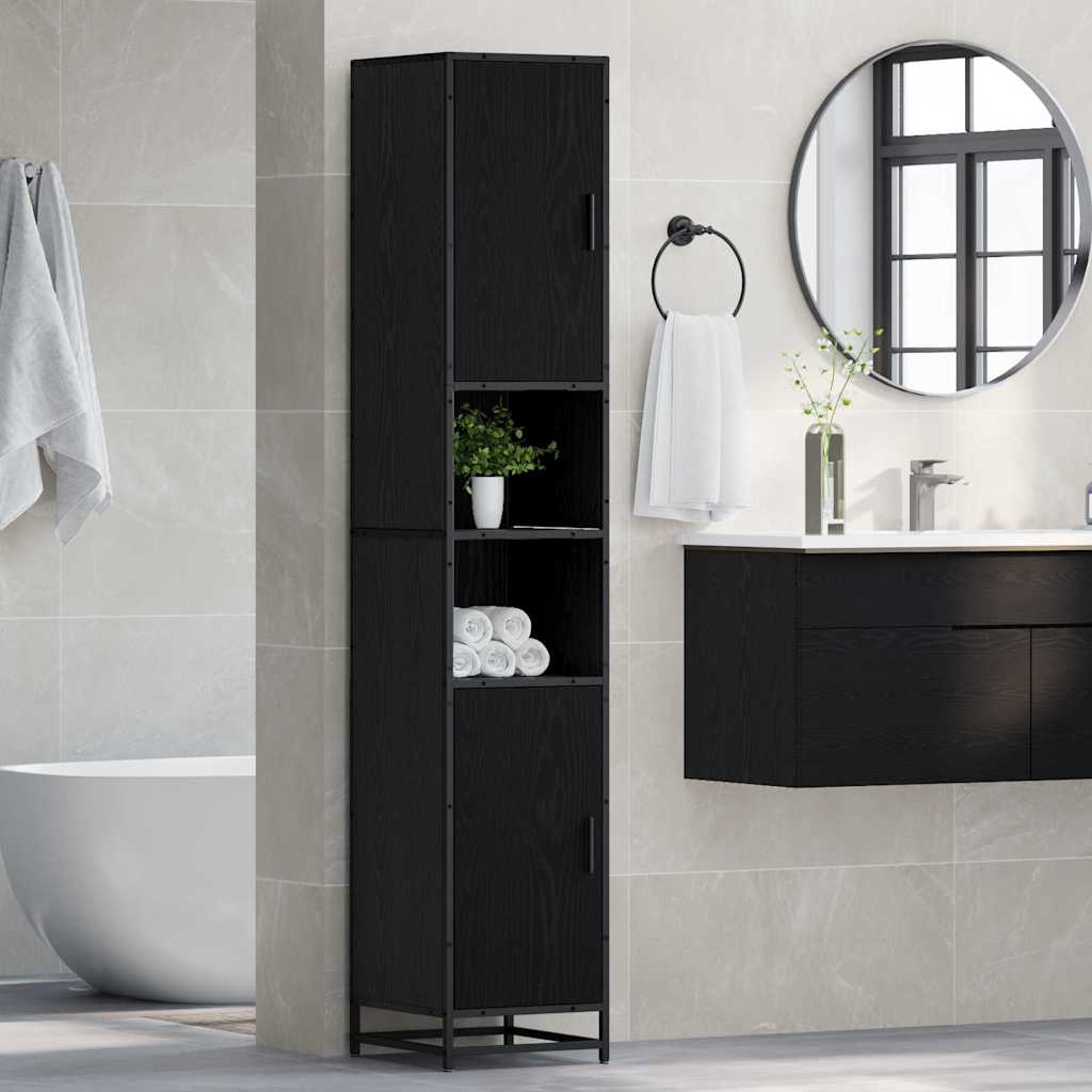 Bathroom Cabinet Black oak 35 x 37.5 x 188.5 cm Engineered wood