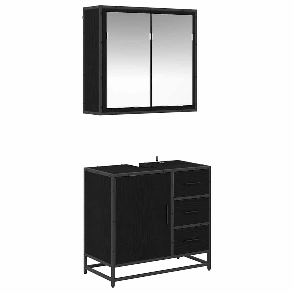 Bathroom Furniture Set 2 pcs Black oak 65 x 33 x 60 cm