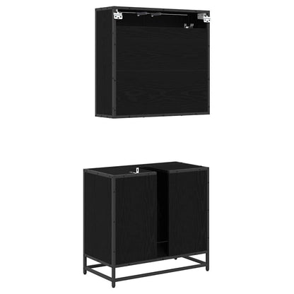 Bathroom Furniture Set 2 pcs Black oak 65 x 33 x 60 cm