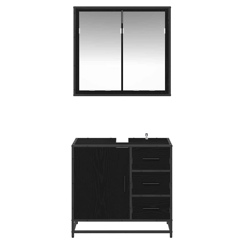 Bathroom Furniture Set 2 pcs Black oak 65 x 33 x 60 cm