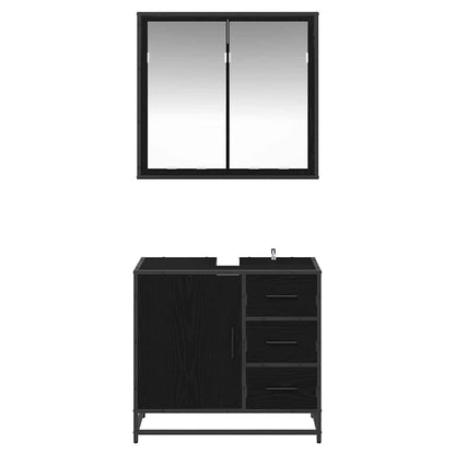 Bathroom Furniture Set 2 pcs Black oak 65 x 33 x 60 cm