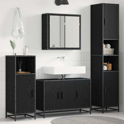 Bathroom Furniture Set 4 pcs Black Oak Engineered Wood