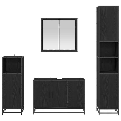 Bathroom Furniture Set 4 pcs Black Oak Engineered Wood