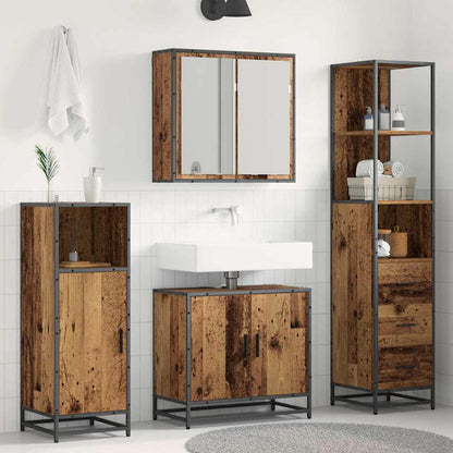 Bathroom Furniture Set with Door 3 pcs Old Wood Engineered Wood