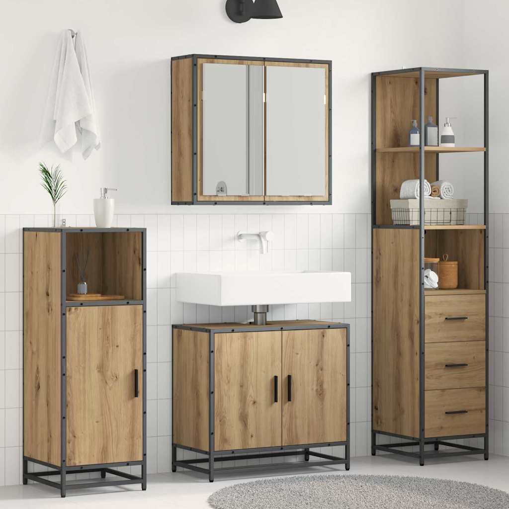 Bathroom Furniture Set 3 pcs Artisan Oak Engineered Wood