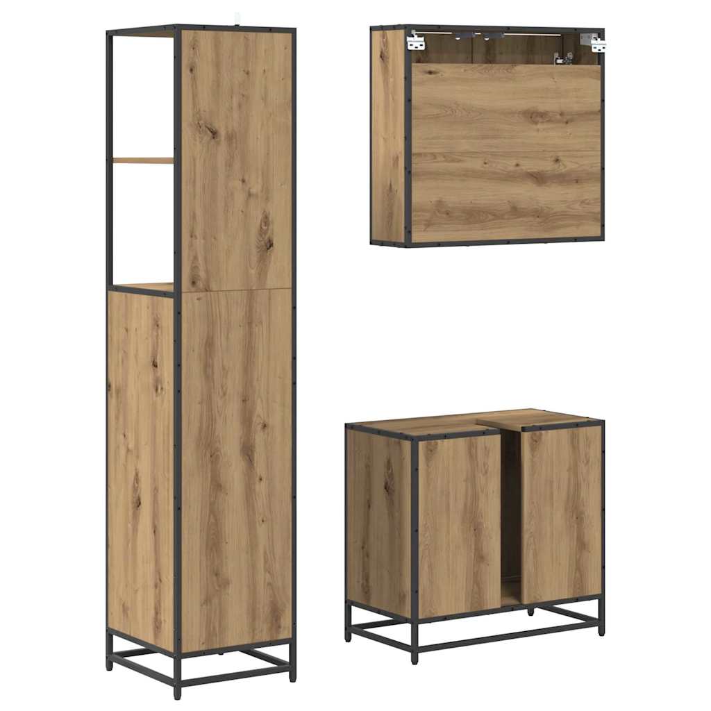 Bathroom Furniture Set 3 pcs Artisan Oak Engineered Wood