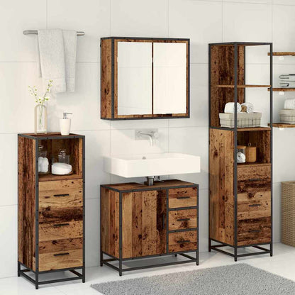 Bathroom Furniture Set with Door 4 pcs Old Wood Engineered Wood