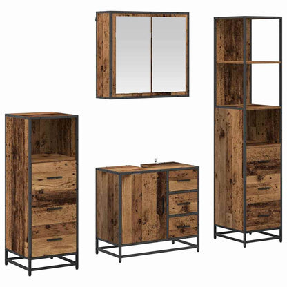 Bathroom Furniture Set with Door 4 pcs Old Wood Engineered Wood