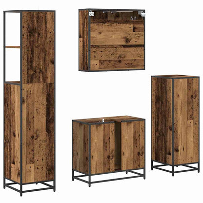 Bathroom Furniture Set with Door 4 pcs Old Wood Engineered Wood