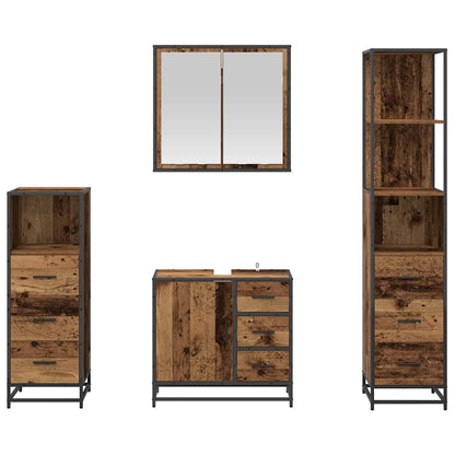 Bathroom Furniture Set with Door 4 pcs Old Wood Engineered Wood