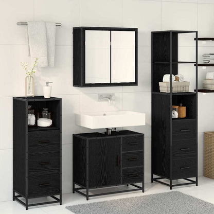Bathroom Furniture Set 4 pcs Black Oak Engineered Wood