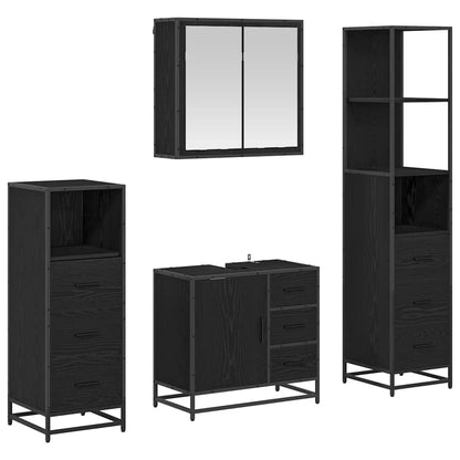 Bathroom Furniture Set 4 pcs Black Oak Engineered Wood