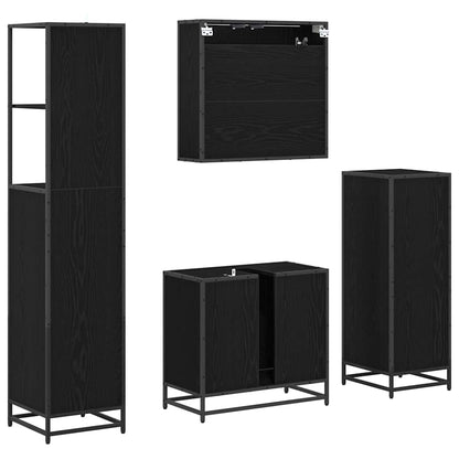 Bathroom Furniture Set 4 pcs Black Oak Engineered Wood