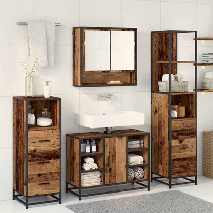 Bathroom Furniture Set with Door 4 pcs Old Wood Engineered Wood