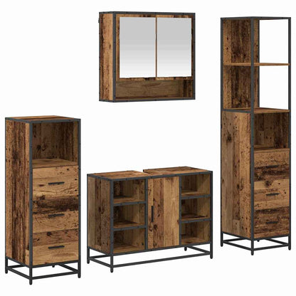 Bathroom Furniture Set with Door 4 pcs Old Wood Engineered Wood
