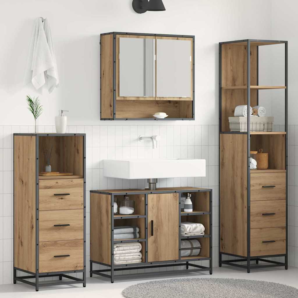 Bathroom Furniture Set 4 pcs Artisan Oak Engineered Wood