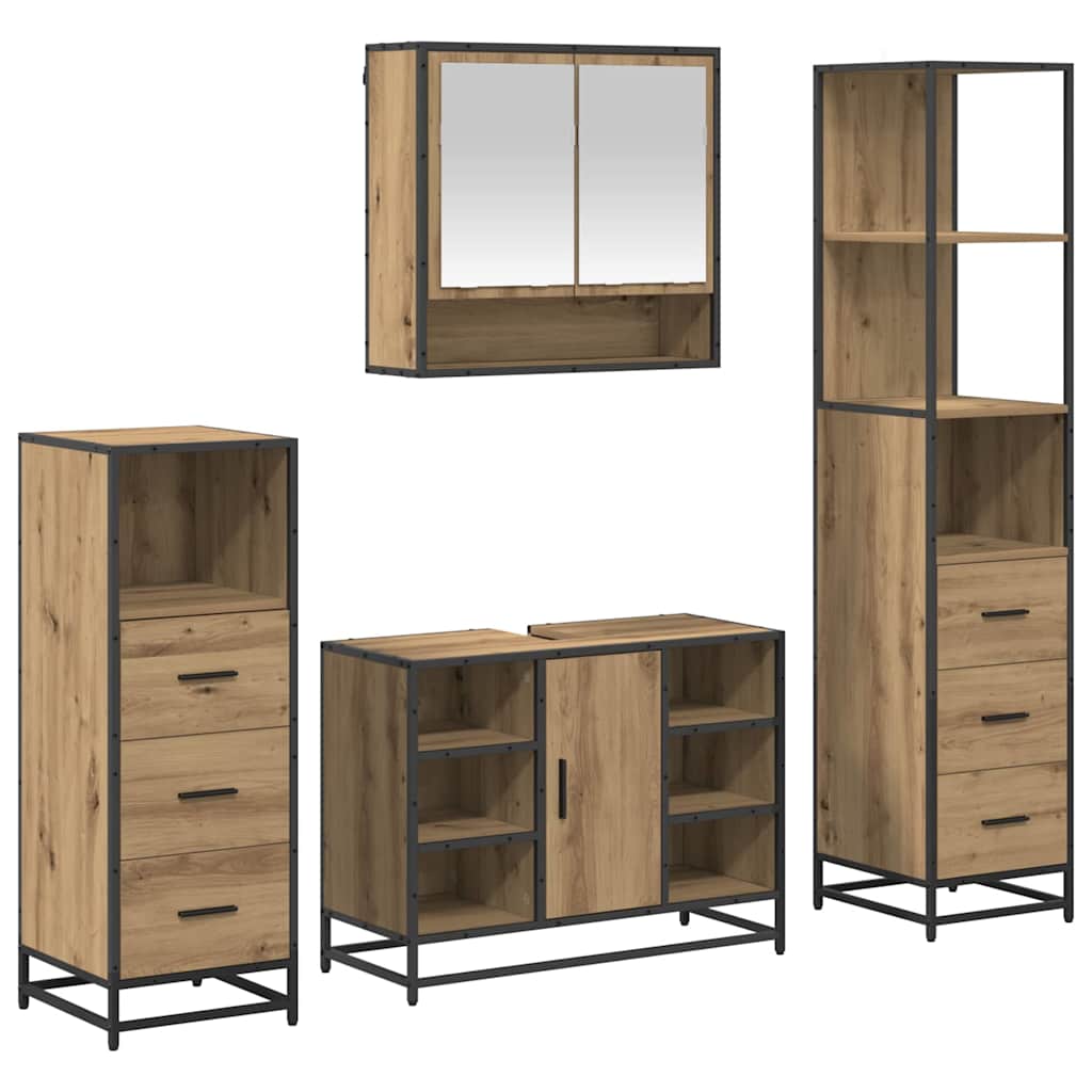 Bathroom Furniture Set 4 pcs Artisan Oak Engineered Wood