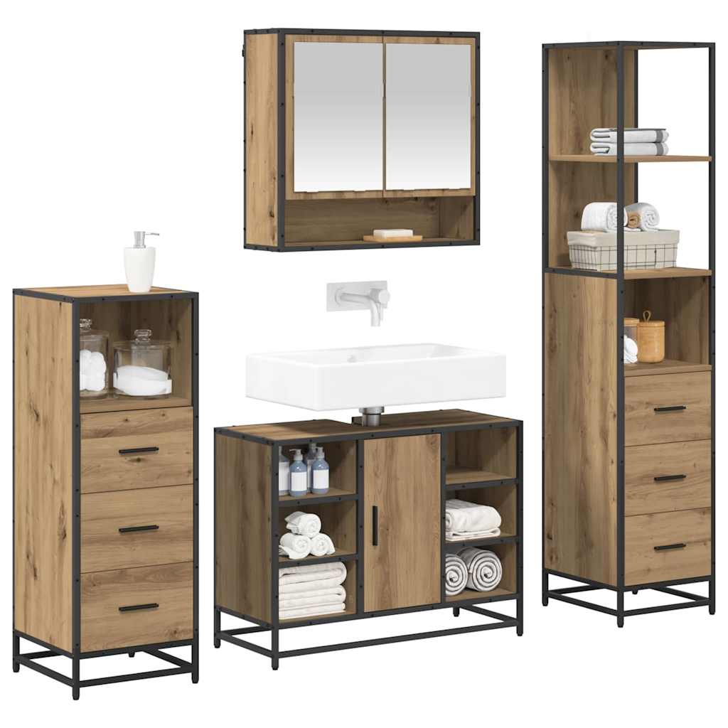Bathroom Furniture Set 4 pcs Artisan Oak Engineered Wood