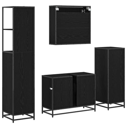 Bathroom Furniture Set 4 pcs Black Oak Engineered Wood