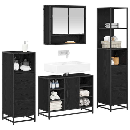 Bathroom Furniture Set 4 pcs Black Oak Engineered Wood