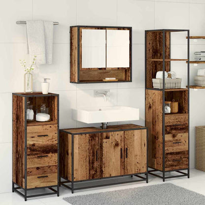 Bathroom Furniture Set with Door 4 pcs Old Wood Engineered Wood
