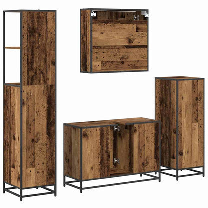 Bathroom Furniture Set with Door 4 pcs Old Wood Engineered Wood