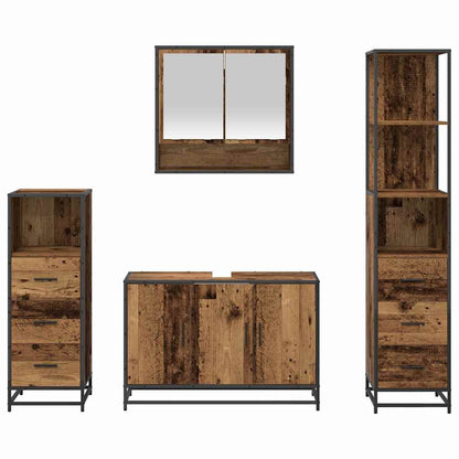 Bathroom Furniture Set with Door 4 pcs Old Wood Engineered Wood