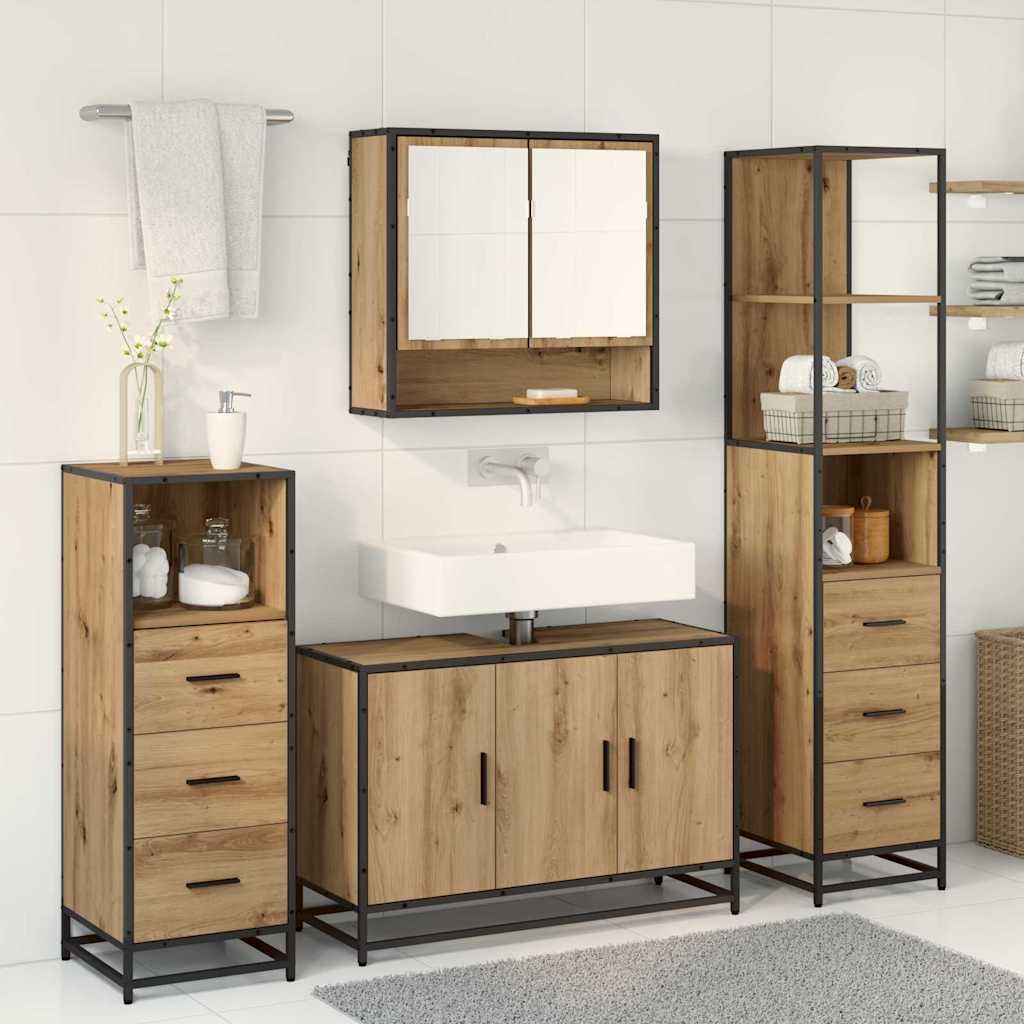 Bathroom Furniture Set 4 pcs Artisan Oak Engineered Wood