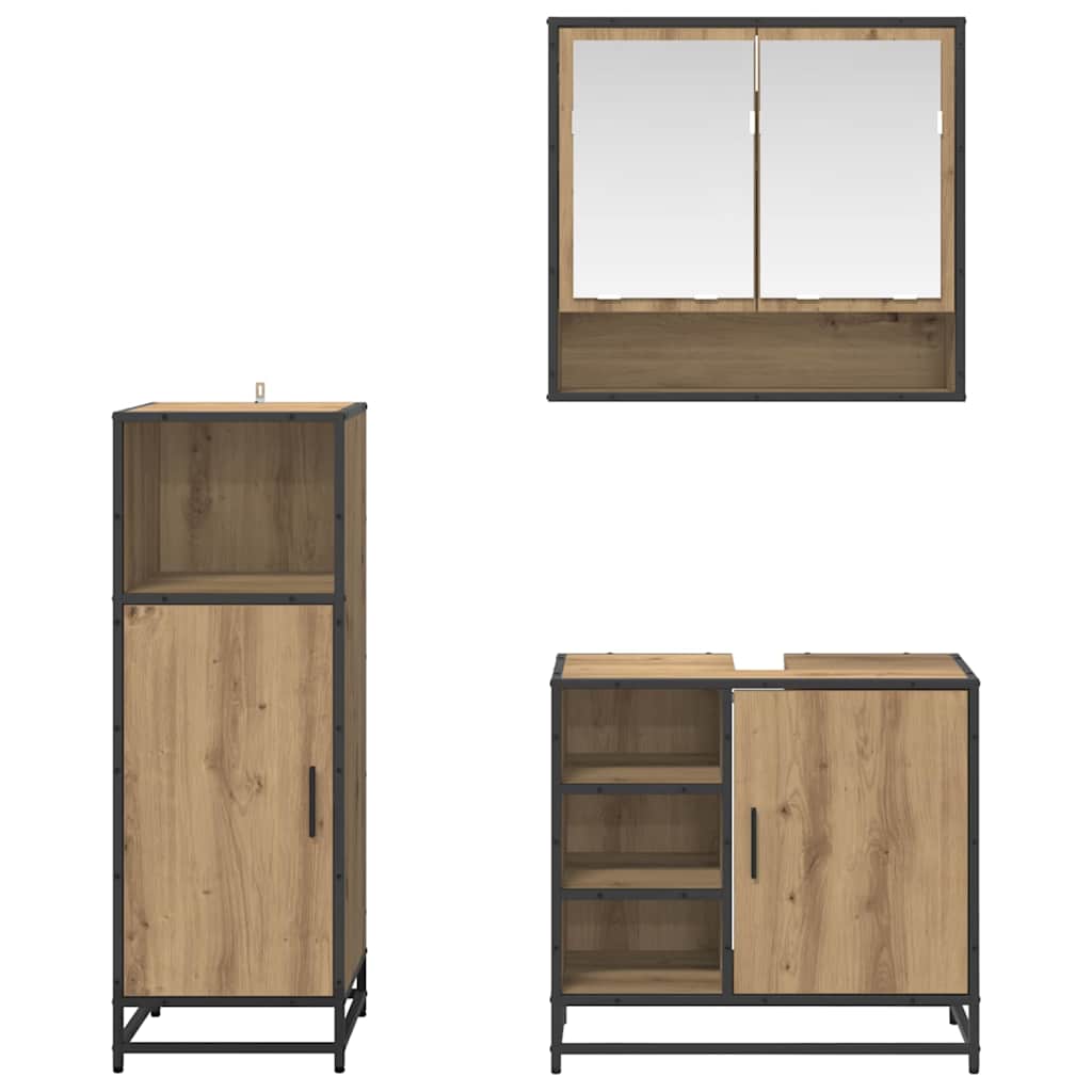 Bathroom Furniture Set with Shelf with Door 3 pcs Artisan oak