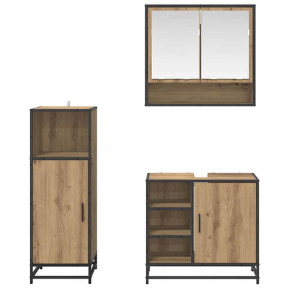 Bathroom Furniture Set with Shelf with Door 3 pcs Artisan oak