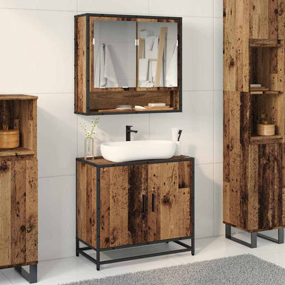 Bathroom Furniture Set with Door 2 pcs Old Wood Engineered Wood