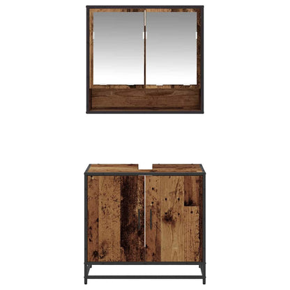 Bathroom Furniture Set with Door 2 pcs Old Wood Engineered Wood