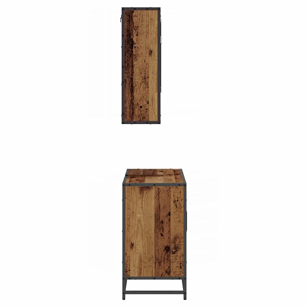 Bathroom Furniture Set with Door 2 pcs Old Wood Engineered Wood
