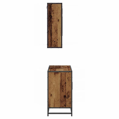 Bathroom Furniture Set with Door 2 pcs Old Wood Engineered Wood