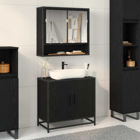 Bathroom Furniture Set 2 pcs Black Oak Engineered Wood
