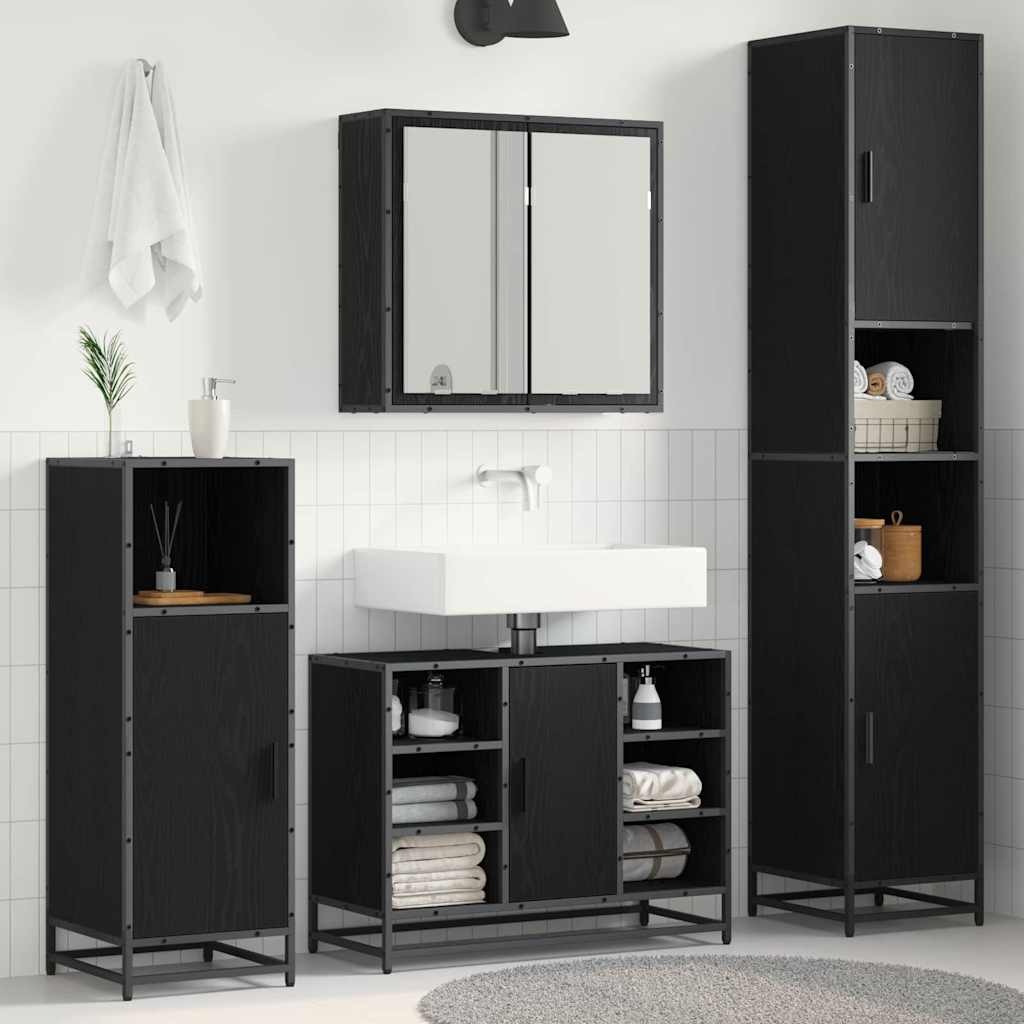 Bathroom Furniture Set 4 pcs Black oak 80 x 33 x 60 cm