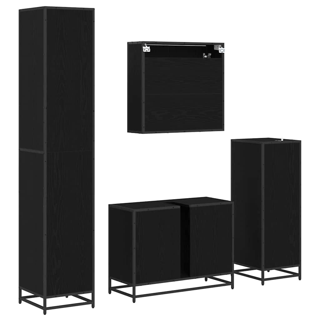 Bathroom Furniture Set 4 pcs Black oak 80 x 33 x 60 cm