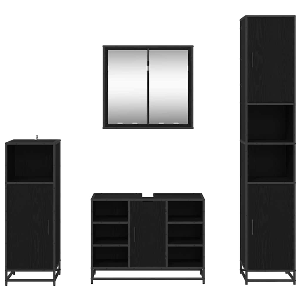 Bathroom Furniture Set 4 pcs Black oak 80 x 33 x 60 cm