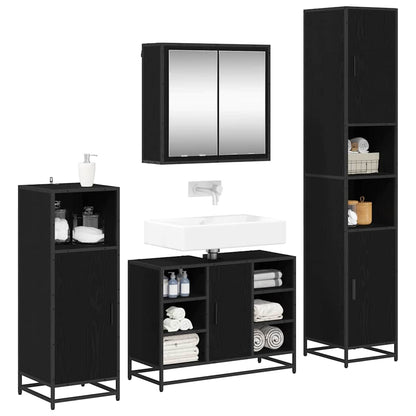 Bathroom Furniture Set 4 pcs Black oak 80 x 33 x 60 cm