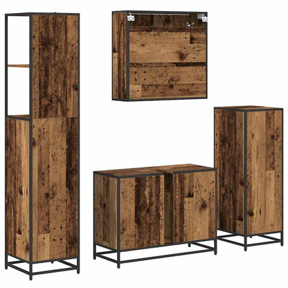 Bathroom Furniture Set with Door 4 pcs Old Wood Engineered Wood