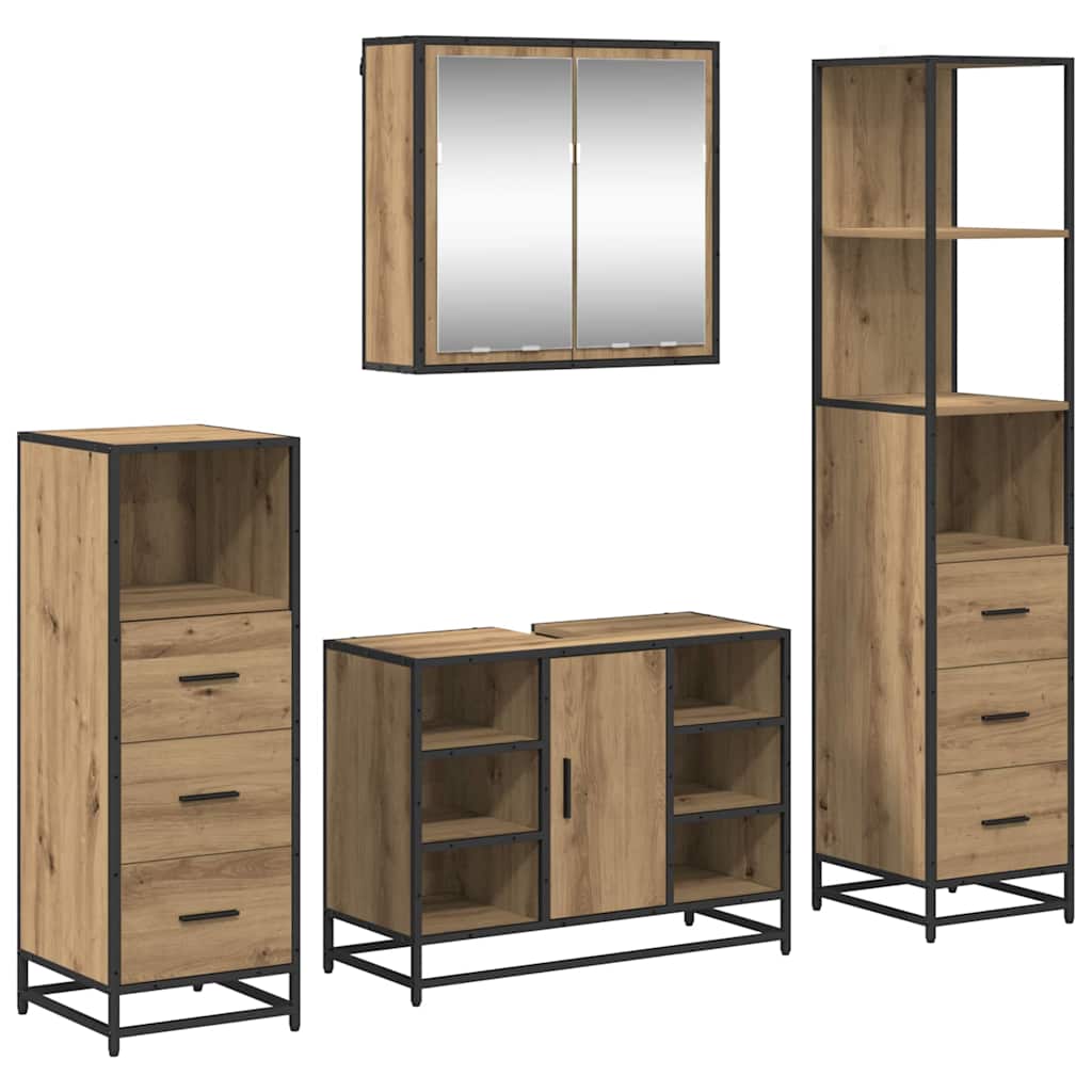 Bathroom Furniture Set 4 pcs Artisan Oak Engineered Wood
