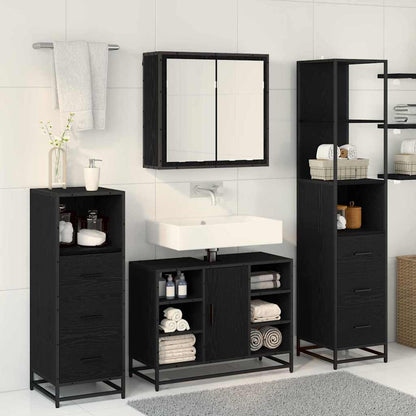 Bathroom Furniture Set 4 pcs Black Oak Engineered Wood
