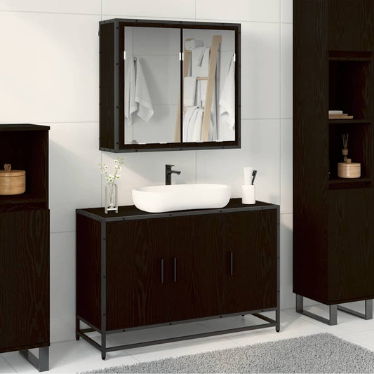 Bathroom Furniture Set 2 pcs Black Oak Engineered Wood