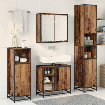 Bathroom Furniture Set with Door 3 pcs Old Wood Engineered Wood