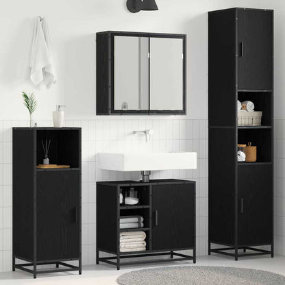 Bathroom Furniture Set 3 pcs Black Oak Engineered Wood