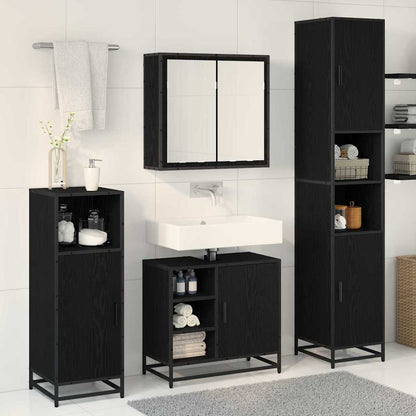 Bathroom Furniture Set 3 pcs Black Oak Engineered Wood