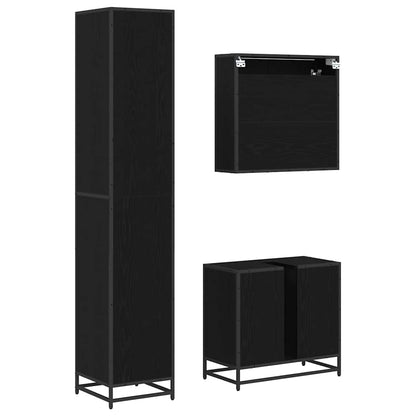 Bathroom Furniture Set 3 pcs Black Oak Engineered Wood